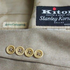 Kiton Brown Herringbone 100% Cashmere Sport Coat Jacket Sz 48L Made in Italy
